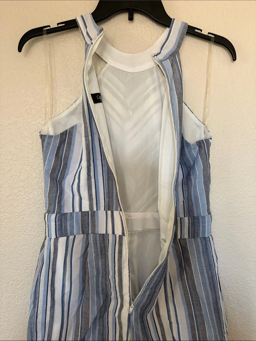 Striped Halter Romper in Blue and White - Picture 10 of 10